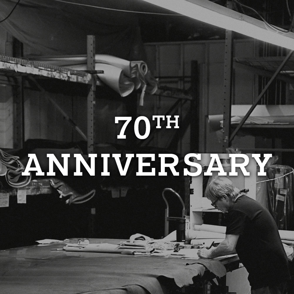 70th Anniversary. A factory worker making a Double-H boot.